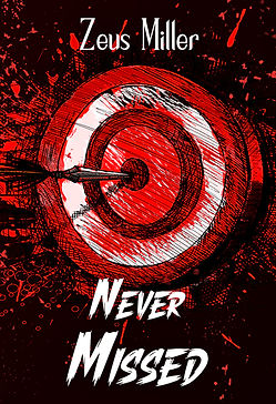 thriller premade cover with a bloody bullseye and an arrow.
