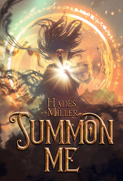 a fantasy book cover with a demon with skull head holding a light.