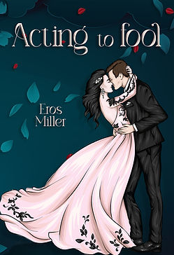 romance premade cover with a bridal couple kissing. she is wearing a pink dress.