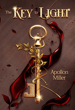 Bookcover with a golden key surrounded by red blood.