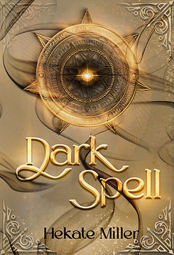 a wheel that is surrounded by light and darkness. with runes. fantasy book cover.